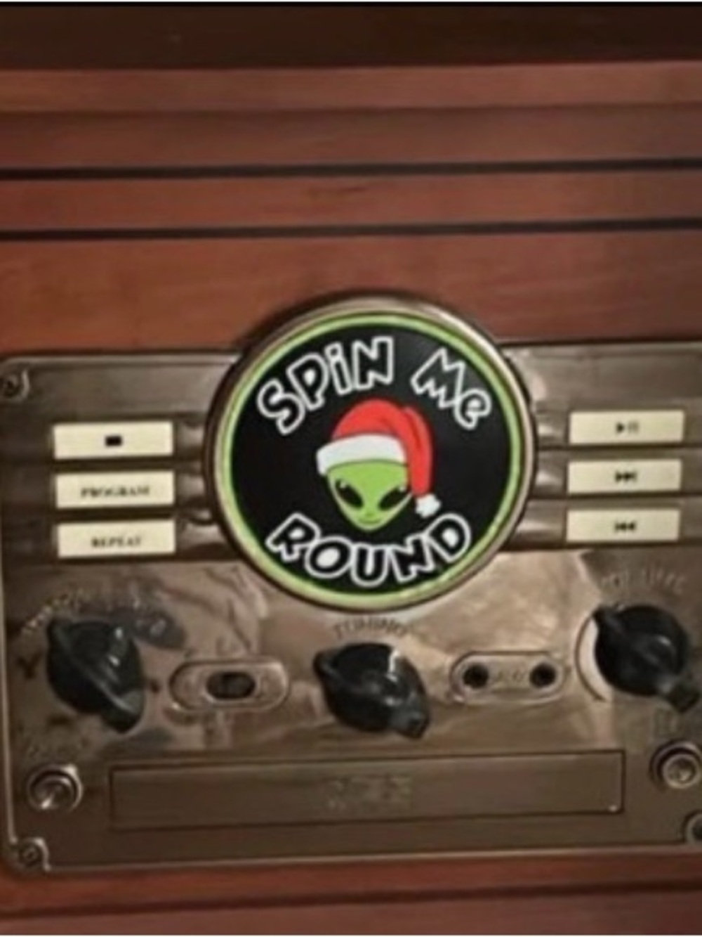 Vinyl Record Player Control Panel - Brown and Black